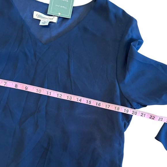 Women’s Coldwater Creek Navy Blouse V-Neck NWT Size 10 - Picture 5 of 8